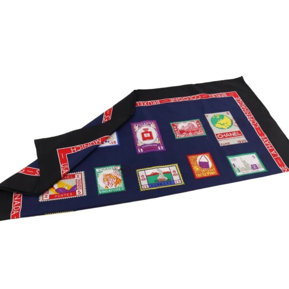 Chanel Multicolored Silk Scarf w/Stamp collection motif..goes with everything - Picture 3 of 4